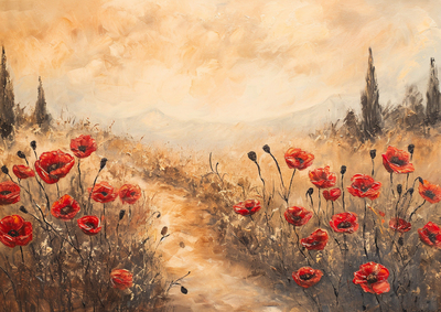 A Journey Through The Poppies At Dusk